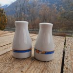 Inserat Salz & Pfefferstreuer Set weiß blau gelb