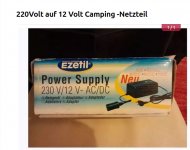 Inserat 220Volt auf 12 Volt Camping -Netzteil