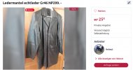 Inserat Ledermantel Echtes Leder NP war 299.-