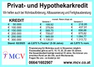 Inserat MCV Pravat- und Hypothekarkredit!